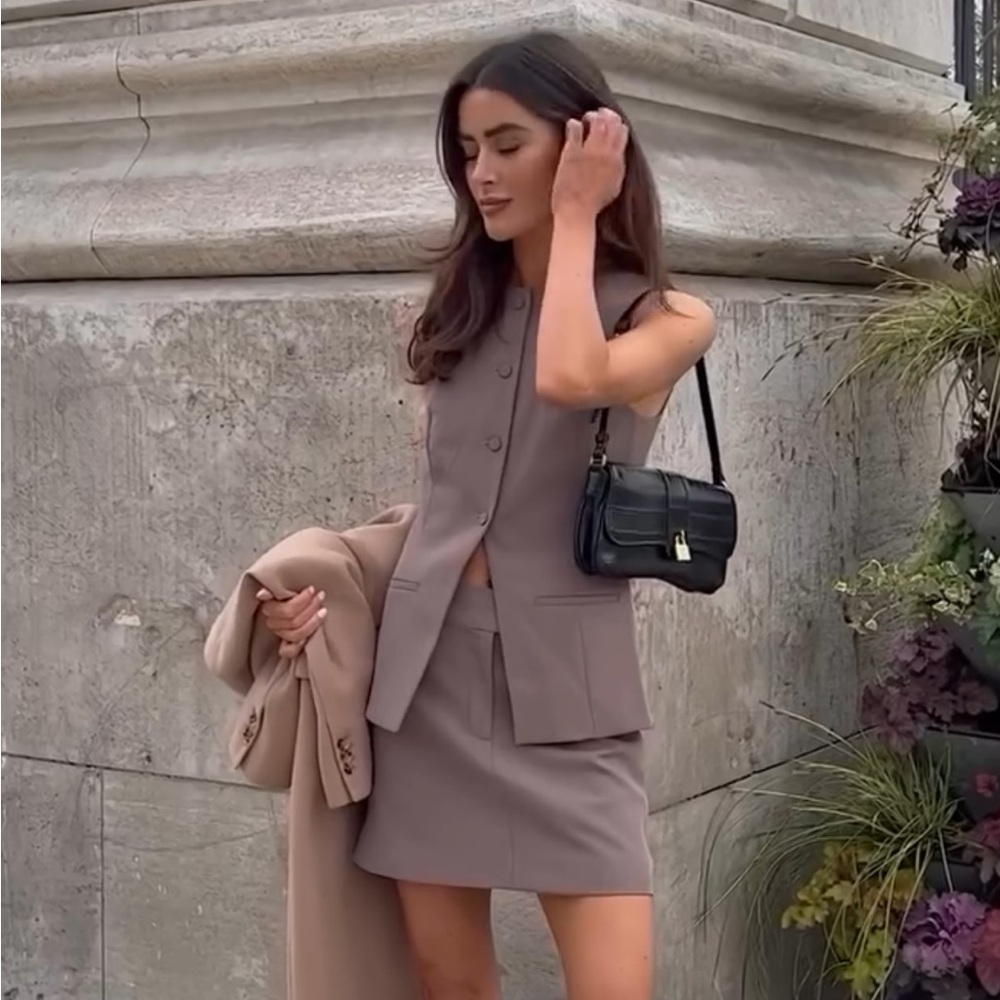 Kookai Ariel crew vest and core mini skirt